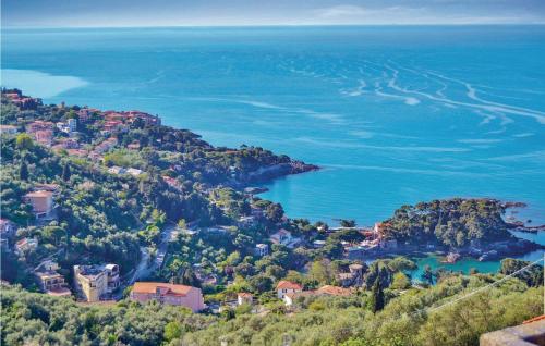 an aerial view of a town and the ocean at Golfopoeti in Fiascherino