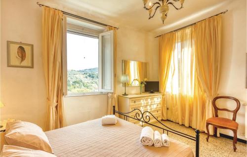 Corsanico-BargecchiaにあるBeautiful Apartment In Marignana lu With 2 Bedrooms And Wifiのベッドルーム1室(ベッド1台、窓、椅子付)