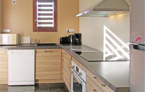 eine Küche mit Spüle und Herd oberen Backofen in der Unterkunft Beautiful Home In Venzolasca With Wifi in Camp du Cap Sud