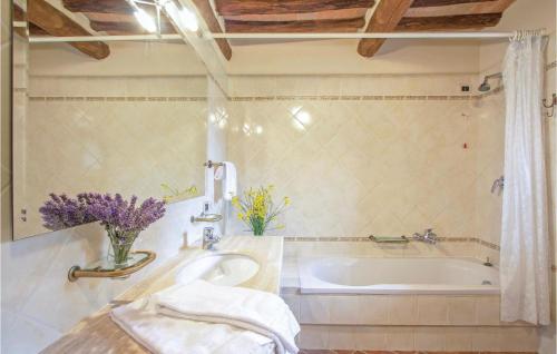 uma casa de banho com uma banheira e um lavatório em Sangiovese 1 em San Donato in Poggio