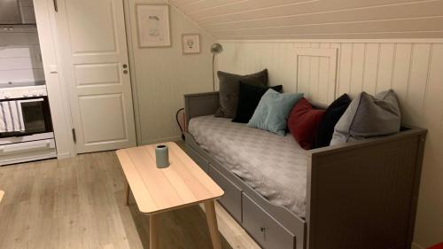 Camera piccola con letto e tavolo di Bright and cozy apartment 1.5km from city centre ad Aurland