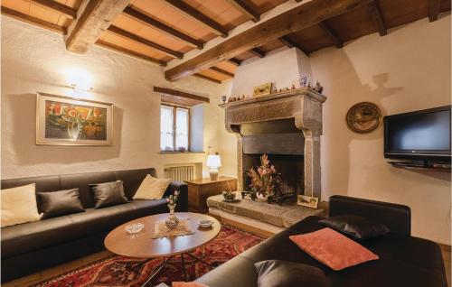 a living room with a couch and a fireplace at San Martin in Morra