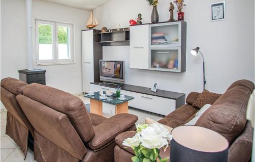 a living room with a couch and a tv at Nice Home In Kresevo Brdo With Kitchen in Kreševo