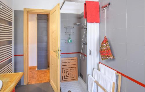 ein kleines Bad mit einer Dusche und einem WC in der Unterkunft Stunning Home In Castello Tesino With Kitchen in Castello Tesino