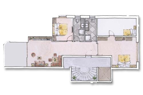 a drawing of a floor plan of a house at Aparthotel Stacherhof in Fügen