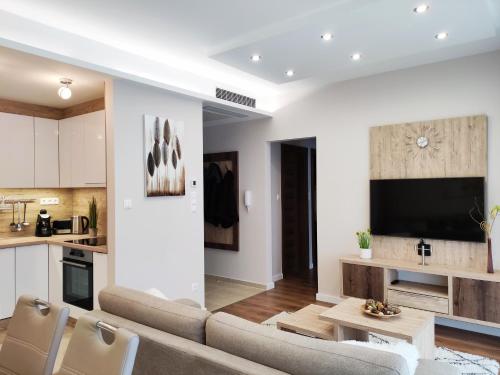 Televízia a/alebo spoločenská miestnosť v ubytovaní Spa Residence Carbona Siesta Apartman