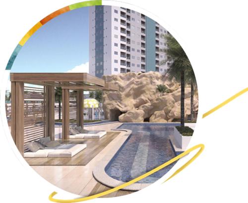 a rendering of a resort with a building and a pool at Salinas Premium resort in Salinópolis