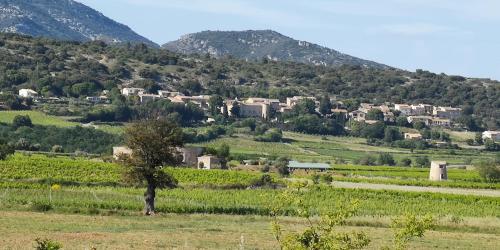a small village in the middle of a field at Chambres d'Hôtes Le Mimosa in Saint-Saturnin-de-Lucian
