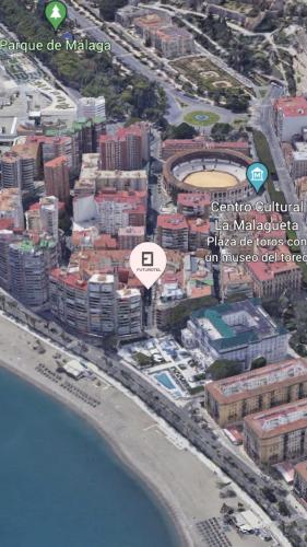 an aerial view of the city of malibu at Futurotel Malagueta Beach in Málaga