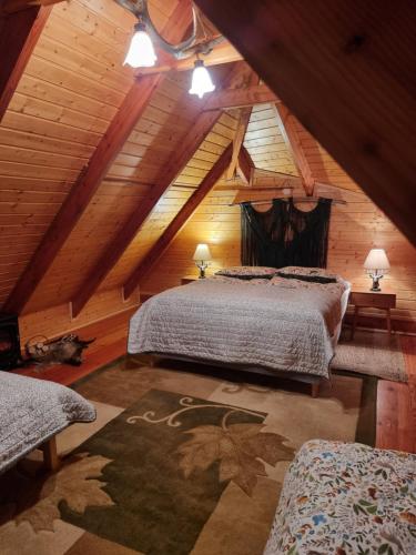 a bedroom with two beds in a attic at Dzikie południe in Sanok