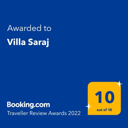 Sijil, anugerah, tanda atau dokumen lain yang dipamerkan di Villa Saraj