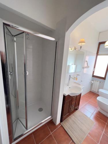 a bathroom with a shower and a sink at La terrazza di Anna in Sassari