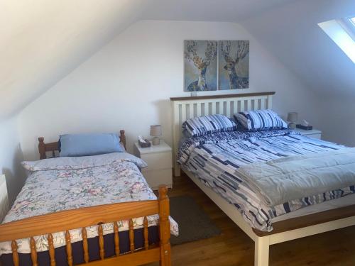 Postel nebo postele na pokoji v ubytování Connemara Chalet