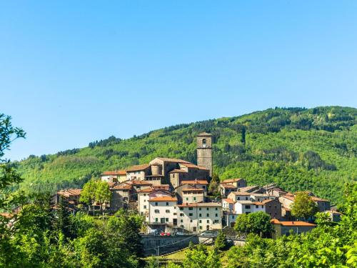 a town on top of a hill with trees at Beautiful vacation home in San Marcello Pistoiese