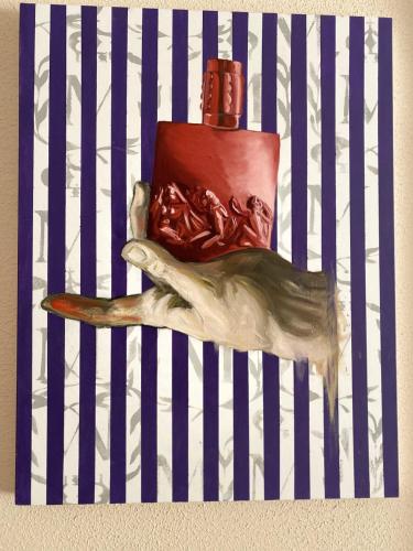 a painting of a hand holding a vase at Bastide Aïna SPA et piscine in Grasse
