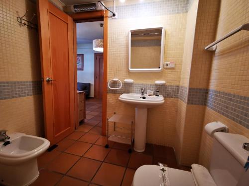 a bathroom with a sink and a toilet at IMEDA apartamentos ARTTYCO con parking in Sierra Nevada