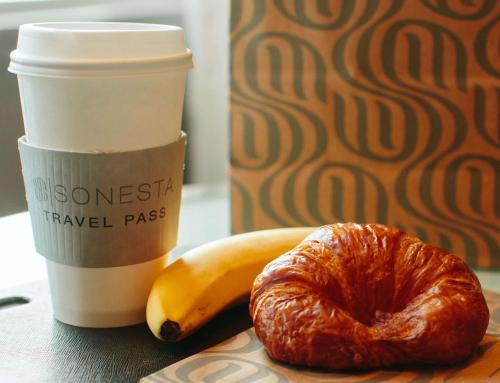 a croissant and a banana and a cup of coffee at Sonesta ES Suites Baltimore BWI Airport in Linthicum Heights