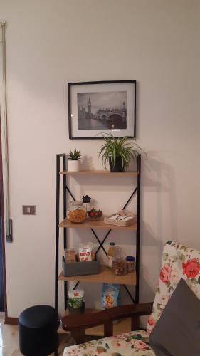 a room with a shelf with potted plants on it at Villetta di Charme in Centro Città in Lanciano