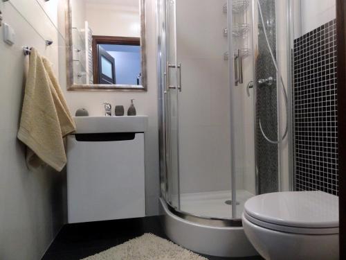 Phòng tắm tại Krynica Morska Apartament Przy Plaży