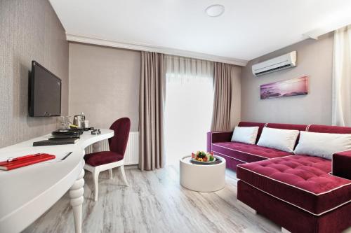 TV a/nebo společenská místnost v ubytování Demonti Hotel