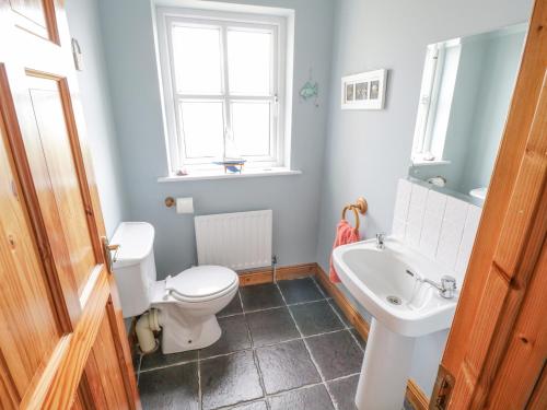 a bathroom with a toilet and a sink at 8 Lios Na Sioga in Belmullet