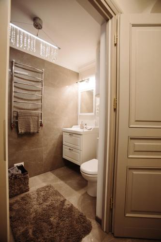 a bathroom with a toilet and a sink at Cesis WELCOME apartment in Cēsis