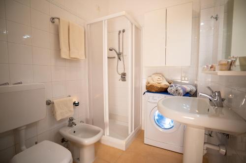 ブレンゾーネにあるLe Vele Beth's Houseのトイレと洗濯機を備えたバスルーム