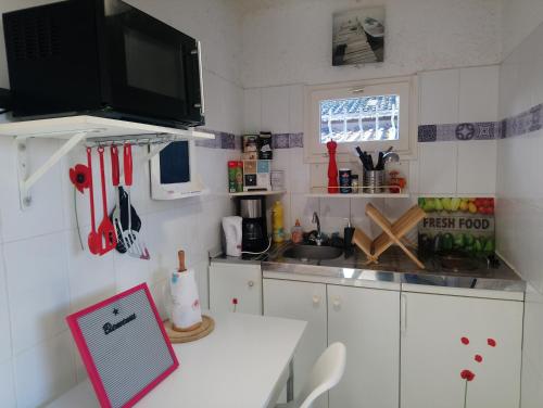 Virtuvė arba virtuvėlė apgyvendinimo įstaigoje Bassin d'Arcachon - studio Ares -