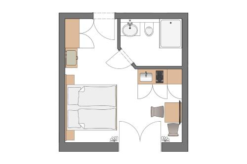 a floor plan of a small house at Forellenhof Rössle Hotel & Restaurant in Honau