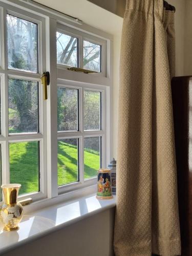 a window with views of a green yard at Willowcroft in Alkborough