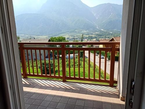 a balcony with a view of a mountain at Al Bel VEDER in Levico Terme