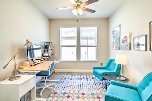 a room with a desk and chairs and a computer at Sun City House with Fire Pit in 55 and Over Comm! in Georgetown