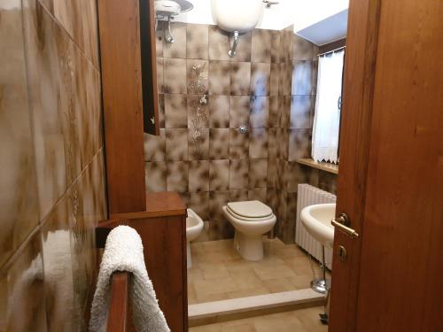 蒙特普齊亞諾的住宿－克格納內洛農莊酒店，一间带卫生间和水槽的小浴室