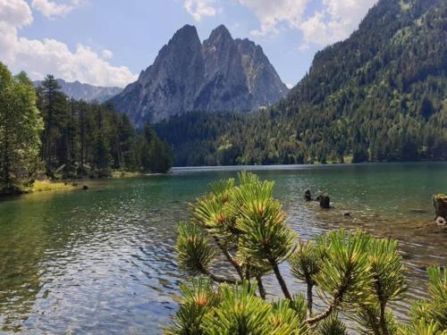 a view of a lake with mountains in the background at Dúplex con terraza y vistas panorámicas en Taüll in Taull