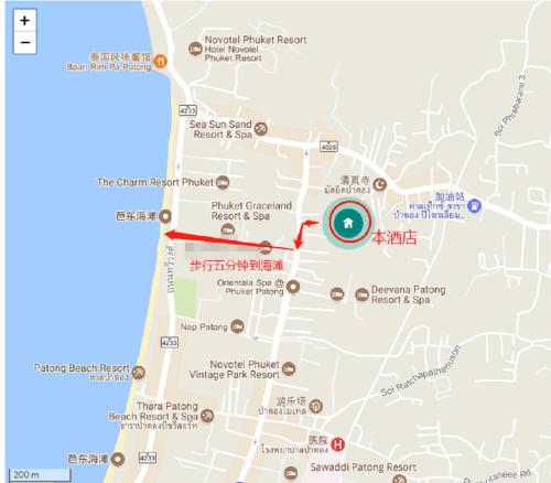 a map of china with a red circle at The Deck patong Luxury Apartments The Deck patong in Patong Beach