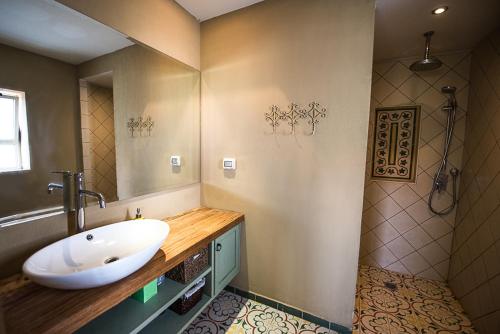 a bathroom with a sink and a shower at Villa Yotam Heated pool וילה יותם בריכה מחוממת in Eilat