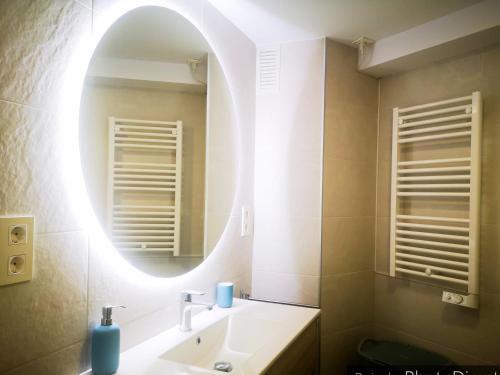 a bathroom with a sink and a mirror at EL DESCANSO DE CARBAYEDO in Avilés