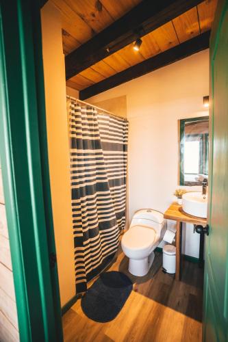 a bathroom with a toilet and a sink at Morros del Pacífico in Pichilemu