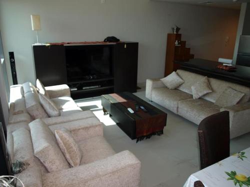 Elegant and comfortably furnished 2BRH apartment in a quiet area!にあるテレビまたはエンターテインメントセンター