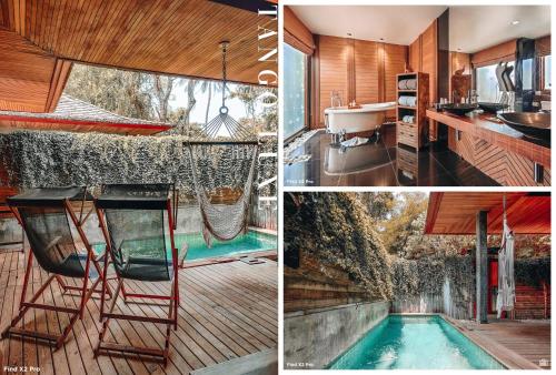 a house with a hammock and a swimming pool at Tango Luxe Beach Villa, Koh Samui in Choeng Mon Beach