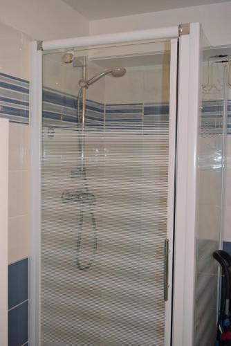 une douche avec pommeau de douche dans une salle de bain dans l'établissement Les terrasses, à Cannes