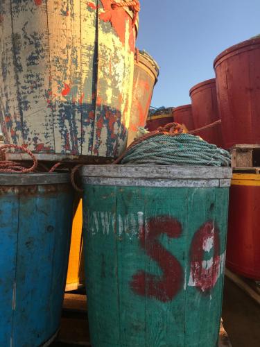 a group of buckets stacked on top of each other at Studio 181 Bed & Breakfast in Port Clyde