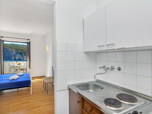 eine Küche mit einer Spüle und einer Arbeitsplatte in der Unterkunft Apartment Cico-1 by Interhome in Selca kod Bogomolja