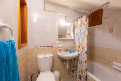 a small bathroom with a toilet and a sink at Authentic Gozitan House sleeping up to 21! in Xewkija