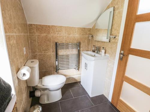 a bathroom with a toilet and a sink at The Loft in Great Ouseburn