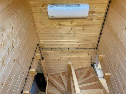 an overhead view of a sauna with a heater at Domek Na Winklu in Skrzynka