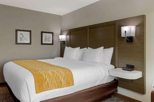 a bed in a hotel room with a large white bed at Comfort Inn Jonesboro in Jonesboro