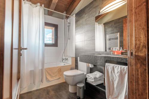 a bathroom with a toilet and a sink and a tub at Mas d'Aravó in Bolvir