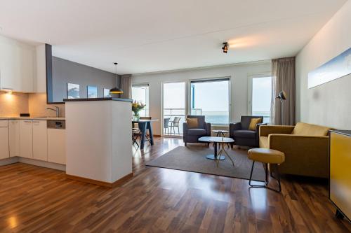 Dapur atau dapur kecil di Strandappartementen De Gulden Stroom