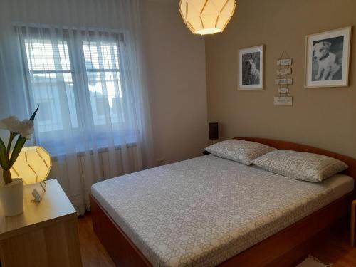 1 dormitorio con cama y ventana en Apartman JASNA, en Opatija